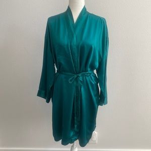 Vintage Victoria's‎ Secret Green Robe Kimono Belted Robe Nightgown Womens Sz M/L
